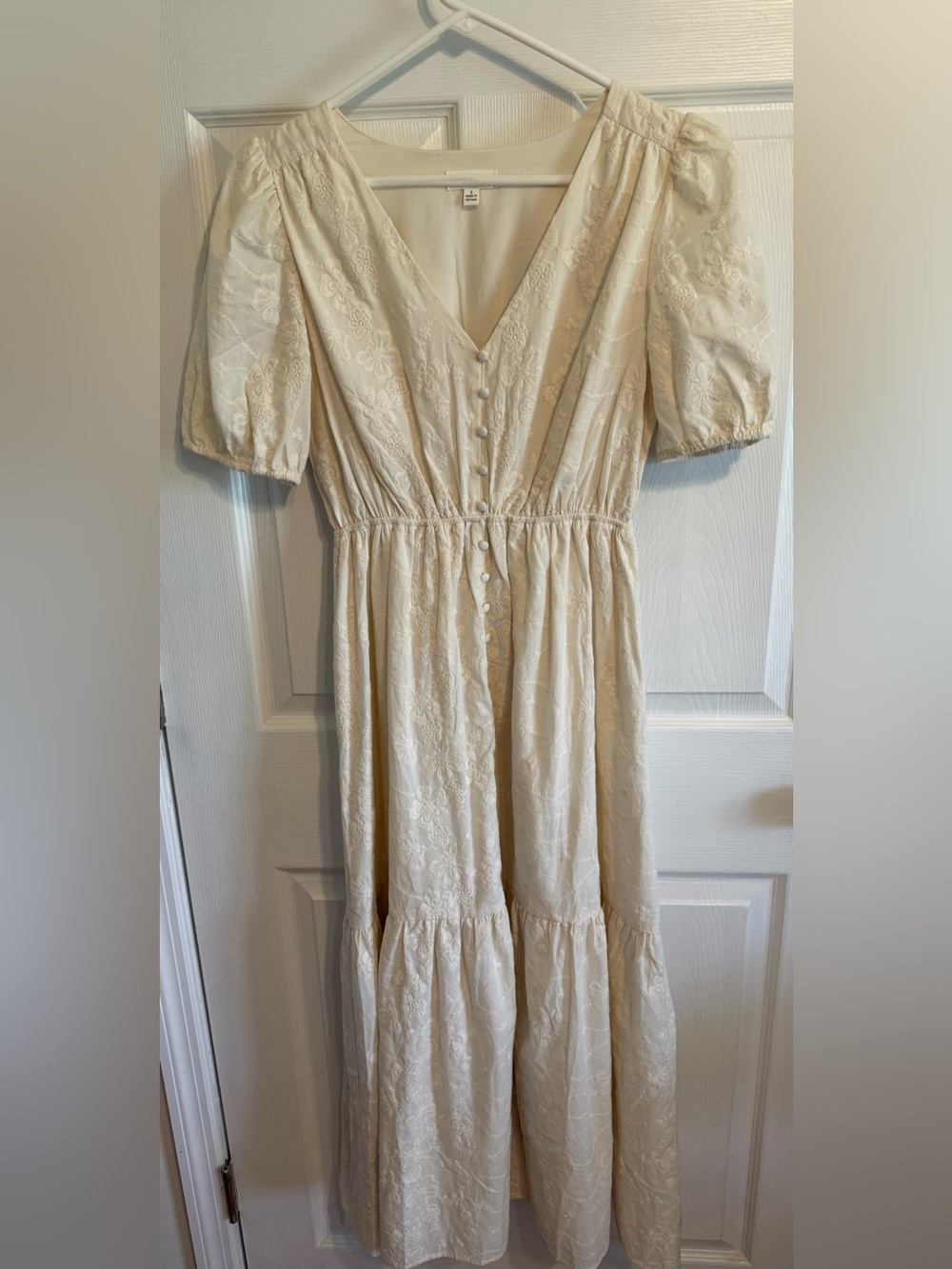 Storia Ivory Puff-Sleeve Midi Dress - Like New S